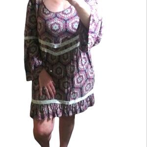 - Boho mini dress with bell sleeve